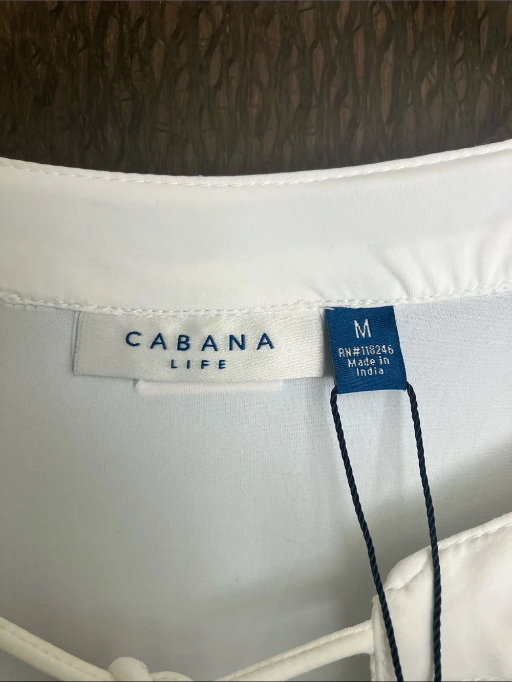 CANANA LIFE White w/ Blue Embroidery Tunic Maxi Dress Coverup Size M NWT - Picture 2 of 11
